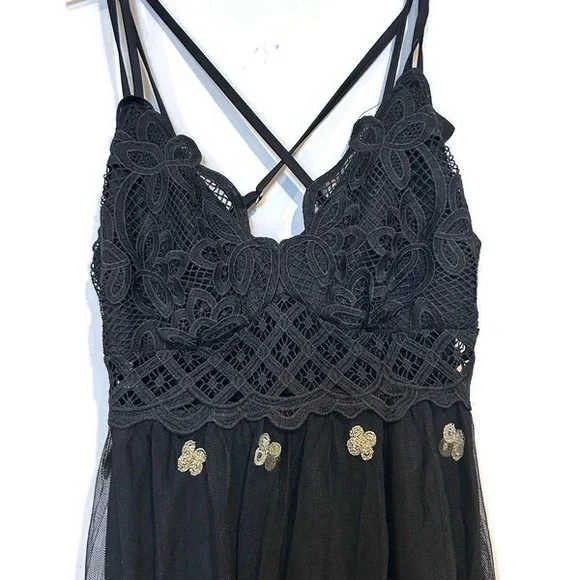 Rebellion Whimsygoth Maxi Mesh Dress with Floral Embroidery - Picture 2 of 6
